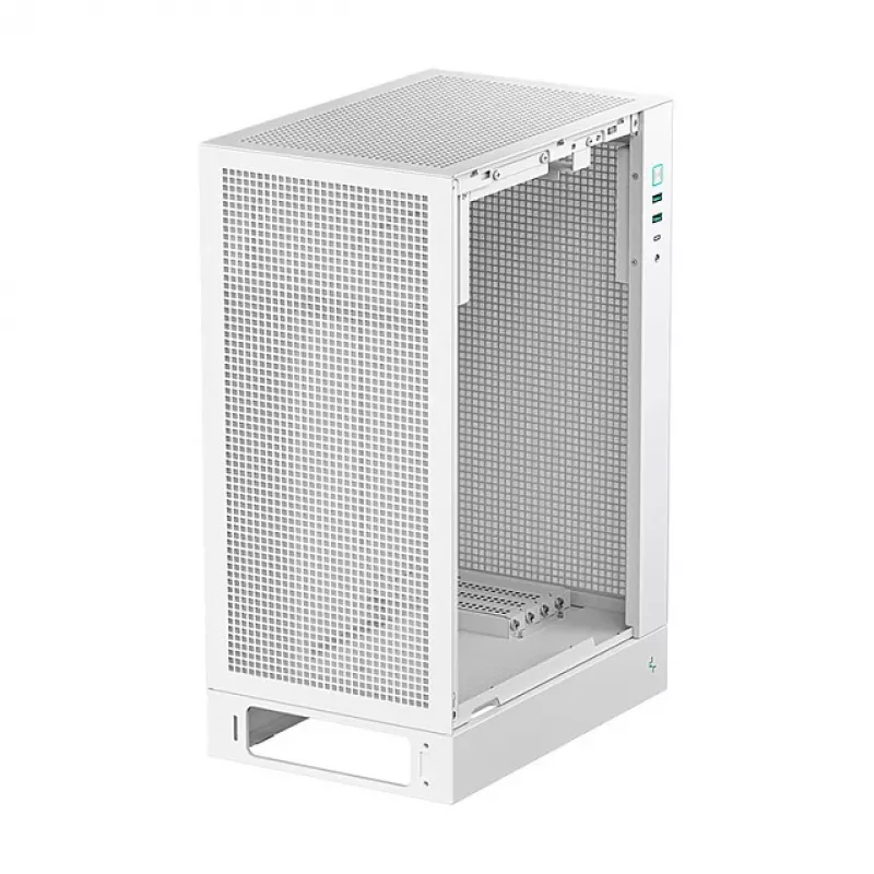 Datora korpuss DeepCool CH170 PLUS WH Midi Tower — balts, rūdīts stikls, atbalsta micro ATX/mini-ITX, GPU līdz 34,2 cm, CPU dzesētāja augstums 164 mm