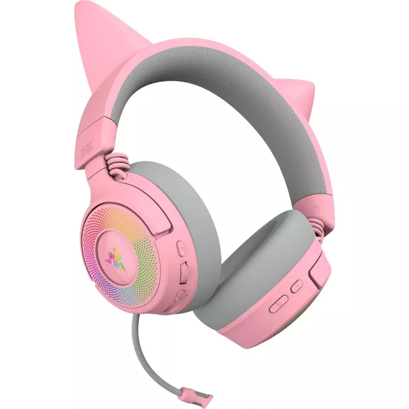 Razer Kraken Kitty V3 Pro - Quartz austiņas, vadu un bezvadu, galvas saite, spēlēm, USB Type-A, Bluetooth, rožu krāsa