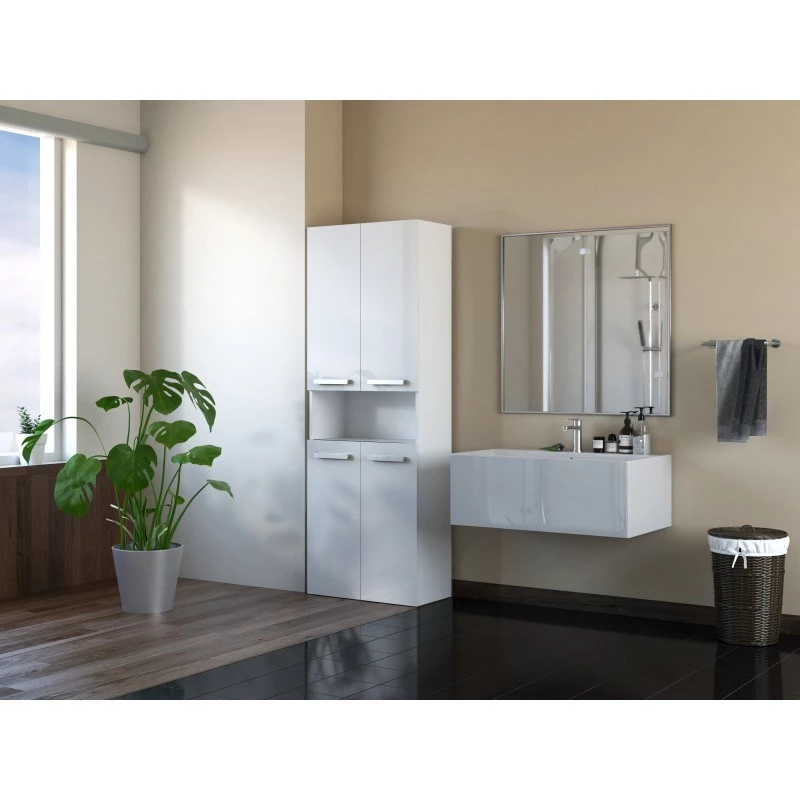 Vannas istabas uzglabāšanas skapis top e shop NEL 2K DK BPOŁ — brīvi stāvošs, 3 plaukti, 600×300×1740 mm, balts