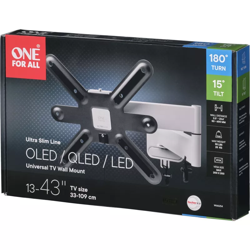 Ultra plāns 43 TV sienas stiprinājums WM 6254 (pelēks, 33–109 cm / 13–43 collas)