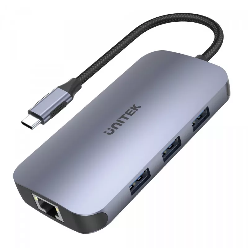 UNITEK D1071A interfeisa centrmezgls USB 3.0 SuperSpeed 5 Gb/s Sudrabs
