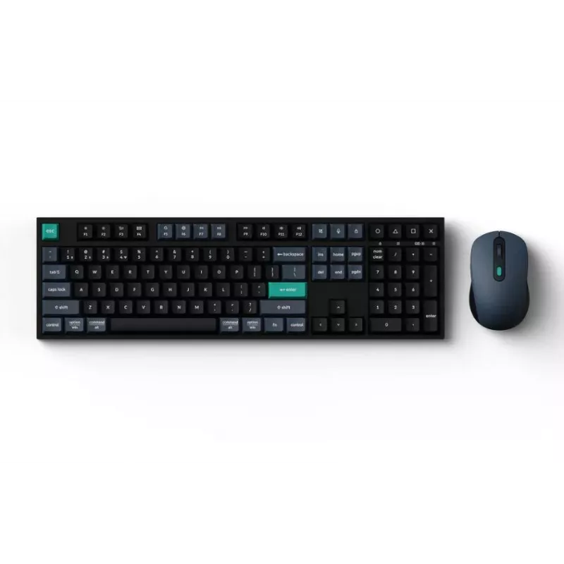 Tastatūra Keychron B36 + BM25 pilna izmēra 100% QWERTY angļu, USB + RF bezvadu + Bluetooth, šķērveida slēdži, melna, pele iekļauta