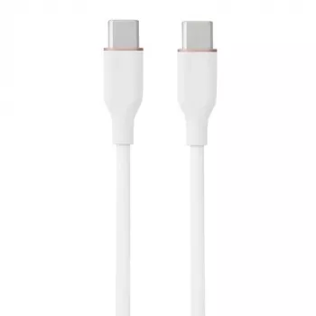 Silikona kabelis USB Type-C — Type-C, 100W (balts, 1m)