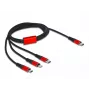 USB lādēšanas kabelis DeLOCK 3-in-1 USB Type-C uz Lightning / Micro USB / USB Type-C 1 m melns sarkans