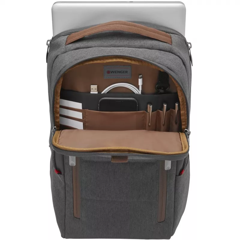 WENGER City Upgrade 40.64cm 16Zoll portatīvā mugursoma ar šķērsvirziena dienas somu, pelēka