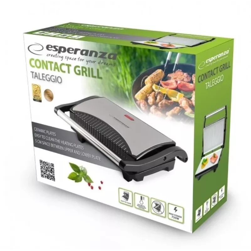 Esperanza EKG006 Elektriskais grils 750W Nerūsējošais tērauds/Melns