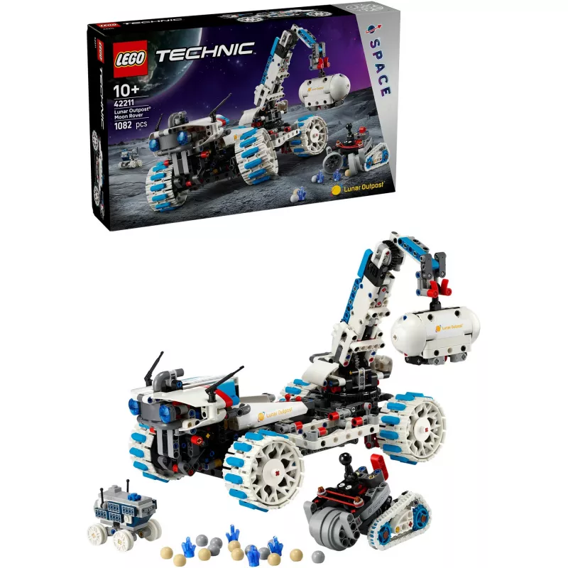 LEGO Technic 42211 Lunar Outpost Moon Rover – konstrukciju rotaļlieta, 1082 gab., modulāra uzbūve, 130×310×190 mm