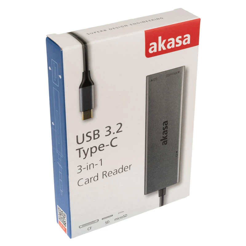 Karšu lasītājs Akasa AK-CR-09BK USB 2.0 Type-C pelēks