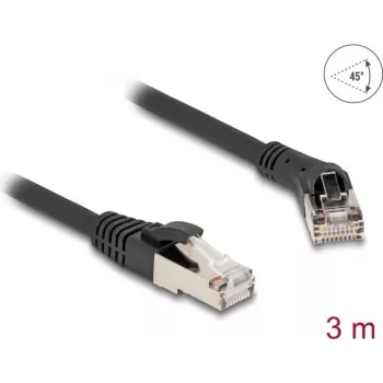 Tīkla kabelis DeLOCK RJ45 Cat.8.1 S/FTP 45° leņķī 3m melns