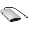 Klēpjdatora dokstacija/portu replikators Satechi ST-P8KES — Vadu USB 3.2 Gen 1 Type-C, Gigabit Ethernet, SD karšu lasītājs, Sudraba