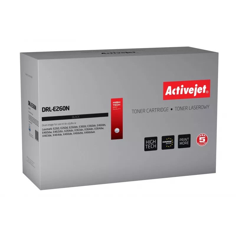 AktīvJet DRL-E260N cilindrs, aizstāj Lexmark E260X22G, saderīgs melns, 30000 lpp.