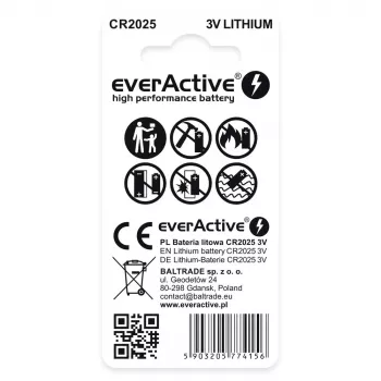 Lithium baterija mini everActive CR2025 - blisteris 2 gab.