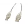 USB 2.0 kabelis LANBERG CA-USBA-12CC-0018-TR, USB A (vīrišķais) uz USB B (vīrišķais), 1,8 m, caurspīdīgs