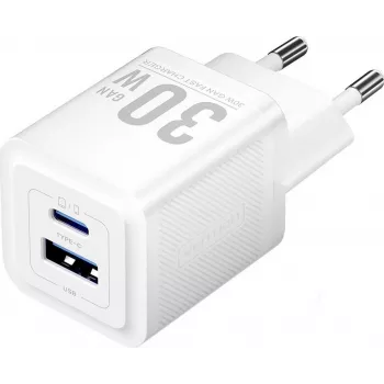 Vention 30W - lādētājs ar GaN tehnoloģiju, 1x USB-A, 1x USB-C (balts)