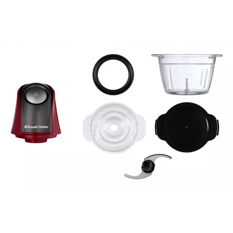 Russell Hobbs 27130-56 elektriskais virtuves smalcinātājs 0,5 L 200 W Melns, Sarkans, Caurspīdīgs