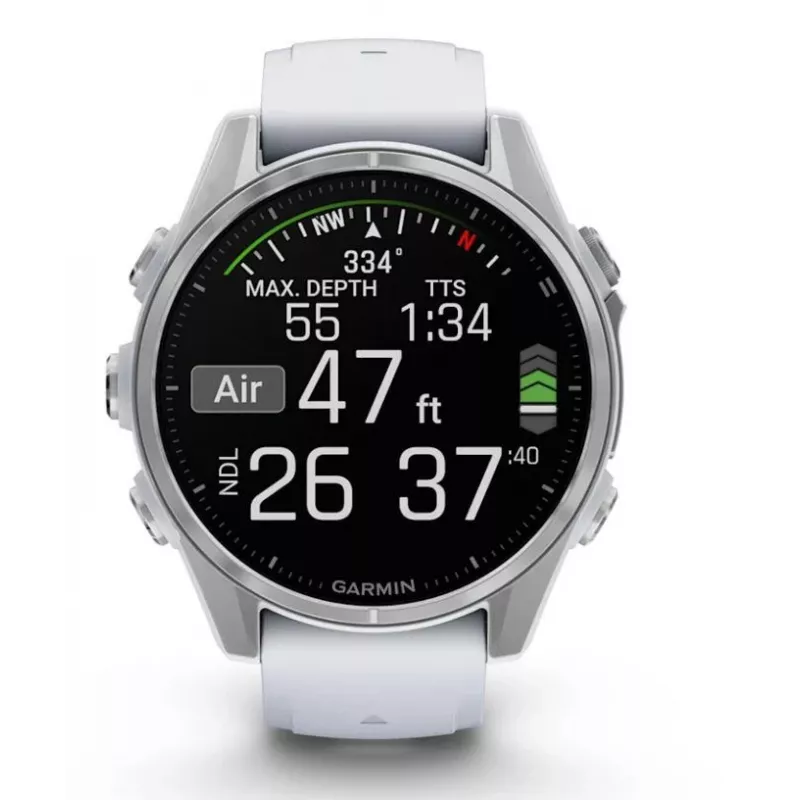 Garmin Fenix 8 3,3 cm (1,3) AMOLED 43 mm Digitāls 416 x 416 pikseļi Skārienekrāns Sudraba Wi-Fi GPS (satelīts)
