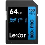 SDXC zibatmiņas karte Lexar 64 GB UHS-I 800xPRO — Class 10, U3, V30, 150 MB/s