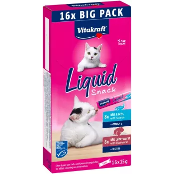 VITAKRAFT Liquid Snack Liver with Salmon - gardums kaķiem - 16x15g