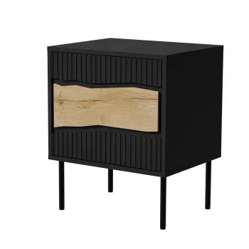 Cama INSERTO Naktsskapītis, 2 gab., 50x40x61.5 cm, melns + LED