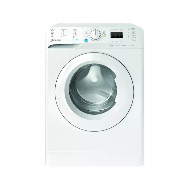 Veļas mašīna Indesit BWSA 61294 W EU N — priekšējā ielāde, 6 kg, 1151 apgr./min, dziļums 42,5 cm, platums 59,5 cm, Displejs, Big Digit, balta, enerģijas klase C