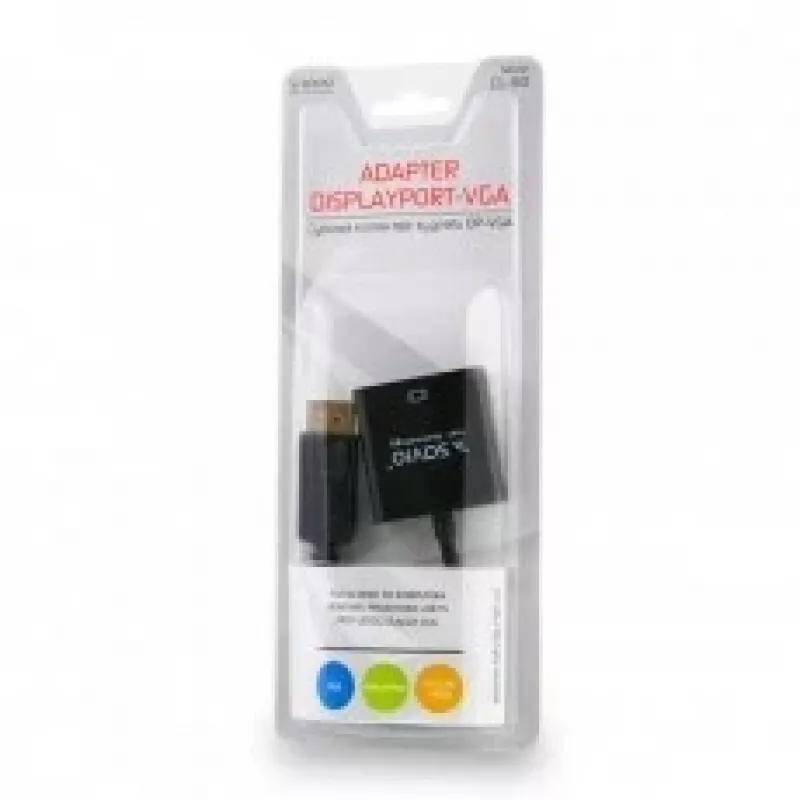 Video kabeļa adapteris Savio CL-90 DisplayPort uz VGA 0,2 m Melns