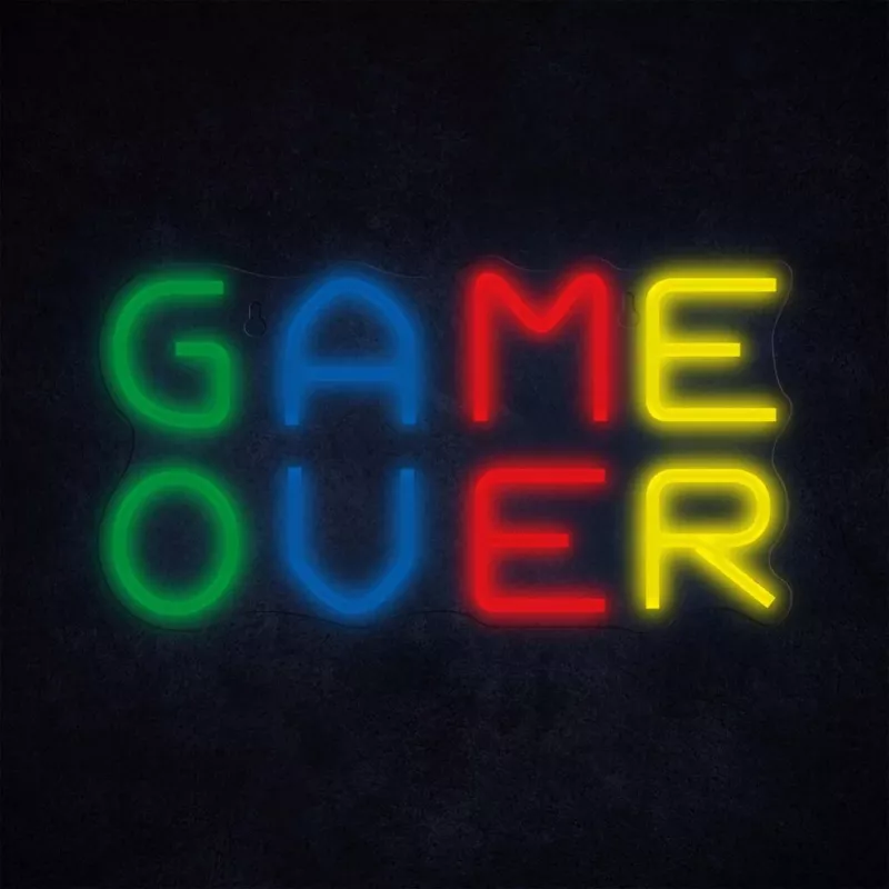 Neona izkārtne MANTA SNL102MT — 'Game Over' stila izgaismots sienas dekors, pieslēdzams LED neona efekts