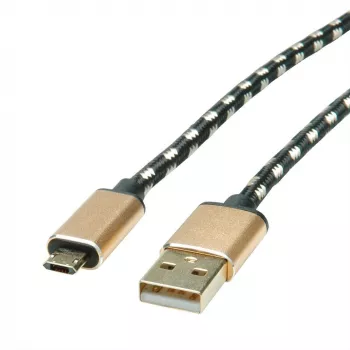 ROLINE 11.02.8820 USB kabelis 1,8 m USB 2.0 USB C Micro-USB B Melns - Zelts (11.02.8820)