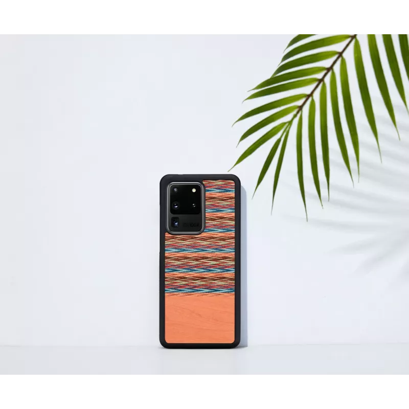 Telefona maciņš man and wood Samsung Galaxy S20 Ultra — brūns rūtains raksts ar melnu apdari