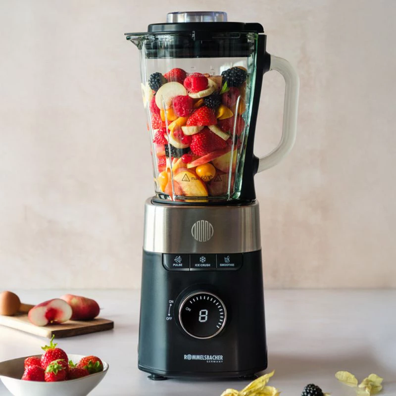 Galda blenderis Rommelsbacher MX 1260 — 1200 W, 1,5 L, melns/nerūsējošais tērauds