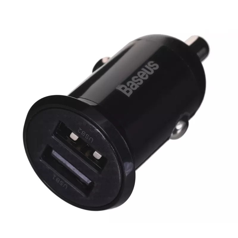 Baseus Gain Pro Universal Auto lādētājs Melns — 2× USB 2.0, 2.4 A katrā portā, Ieeja 12–24 V, 5 V izeja