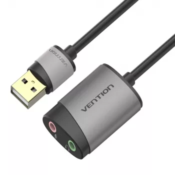Vention USB ārējā skaņas karte 0,15 m pelēka metāla