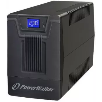Nepārtrauktās barošanas avots PowerWalker VI 800 SCL FR — Line‑Interactive UPS 0.8 kVA (480 W), 2 Type E kontaktligzdas, USB, RJ-45/RJ-11, 12V 9Ah akumulators, tornis, melns