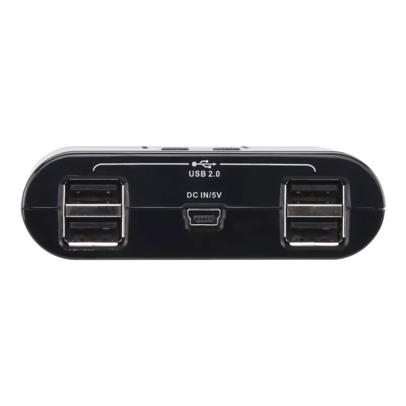 USB 2.0 2-portu perifērijas koplietošanas ierīce ATEN US224AT — USB Type-A, 1,8 m kabelis, melna