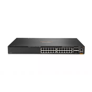 HPE Aruba 6300M - Slēdzis - L3 - pārvaldīts - 24 x 10/100/1000 + 4 x 1 Gigabits / 10 Gigabits / 25 Gigabits / 50 Gigabits SFP56 (Augšupielāde / Sakraušana) - Priekšpuse un Sāni uz Aizmuguri - uz Ra