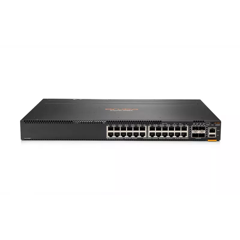 HPE Aruba 6300M - Slēdzis - L3 - pārvaldīts - 24 x 10/100/1000 + 4 x 1 Gigabits / 10 Gigabits / 25 Gigabits / 50 Gigabits SFP56 (Augšupielāde / Sakraušana) - Priekšpuse un Sāni uz Aizmuguri - uz Ra