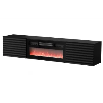 Cama RTV skapis TULA 183x35x37 melns matēts + melns kamīns