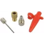 FISCHER Adapter Set 85618 — metāla sūkņa adapteri (sarkani) velosipēdu un skrejriteņu ventiļiem