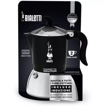 Indukcijas kafijas pagatavotājs BIALETTI FIAMMETTA 2 tases, melns