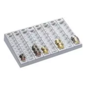 Monētu skaitīšanas dēlis WEDO 290×200×45 mm Euro gaiši pelēks ar 8 monētu iedobēm