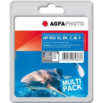 AgfaPhoto tintes kasetne, aizstāj HP tinti 3HZ52AE Nr. 953XL melna, ciāna, fuksīna, dzeltena priekš Officejet Pro 8210 (APHP953SETXL)