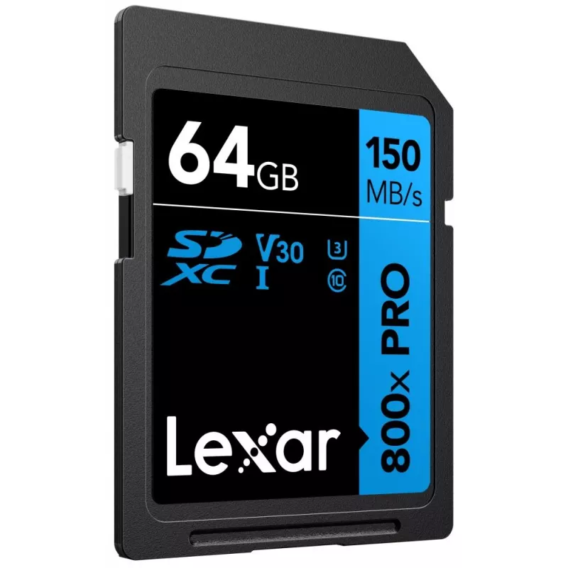 SDXC zibatmiņas karte Lexar 64 GB UHS-I 800xPRO — Class 10, U3, V30, 150 MB/s