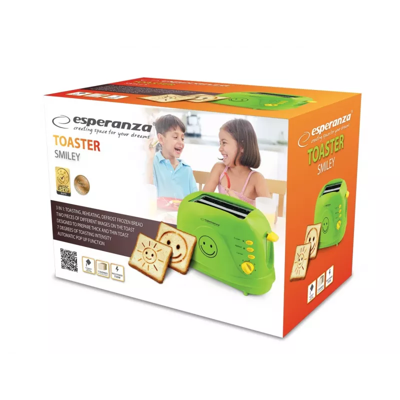 Esperanza EKT003 Smiley tosteris, 750 W, zaļš