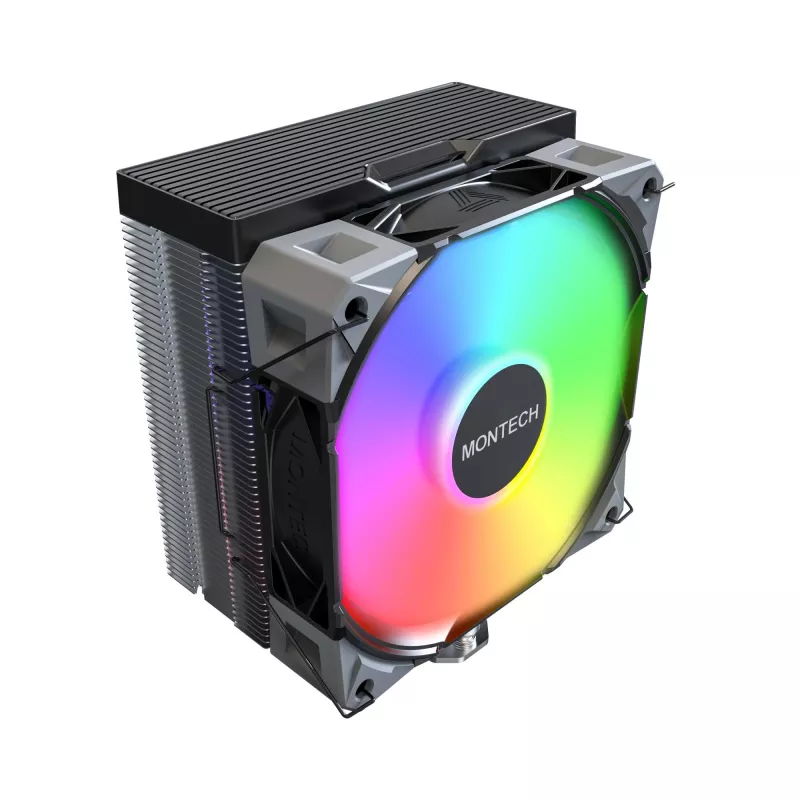 Gaisa dzesētājs Montech NX400 ARGB, 120 mm ventilators, FDB, 800–1950 RPM, TDP 270 W, melns