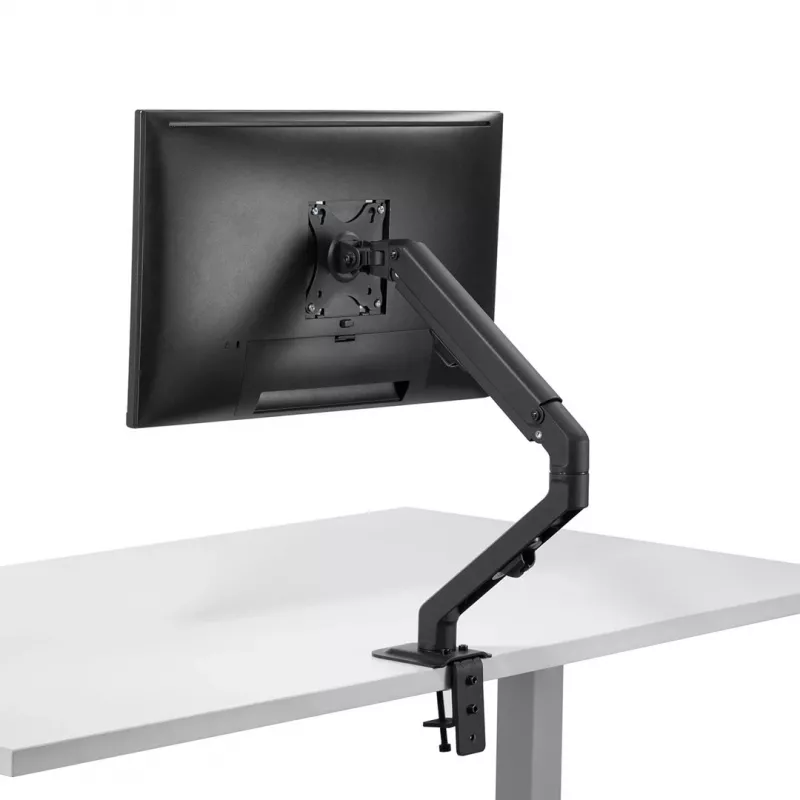 Monitora stiprinājums MACLEAN MC-906 17 collu–27 collu displejiem, VESA 75x75–100x100, regulējams augstums, slīpums un rotācija, atbalsta līdz 7 kg