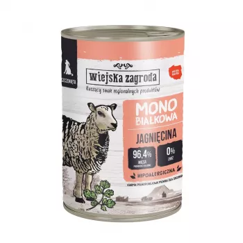 Slapjā suņu barība wiejskazagroda Puppy Monoprotein Lamb 400 g – junior, bezgraudu, viena proteīna