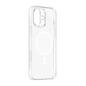 Telefona maciņš Baseus iP16 Transparent TouchButton Magnetic — caurspīdīgs aizsargapvalks ar pieskāriena pogu un magnētisku stiprinājumu