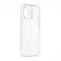 Telefona maciņš Baseus iP16 Transparent TouchButton Magnetic — caurspīdīgs aizsargapvalks ar pieskāriena pogu un magnētisku stiprinājumu