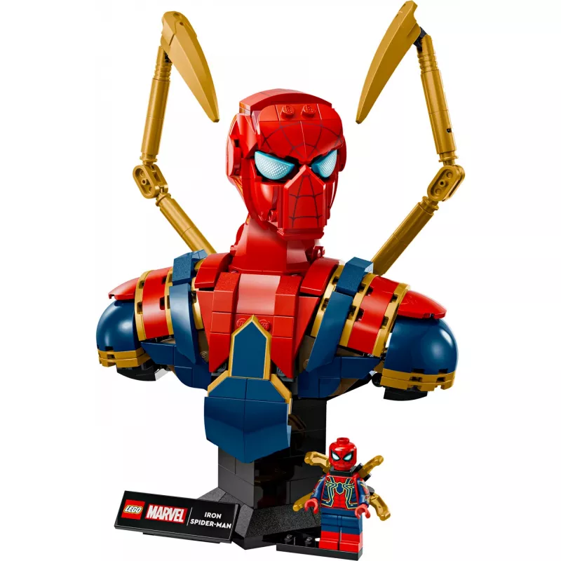 LEGO Marvel kolekcionējamais krūšutēls Dzelzs Zirnekļcilvēks 76326, 379 detaļas, 18+ vitrīnas modelis, 170×200×110 mm
