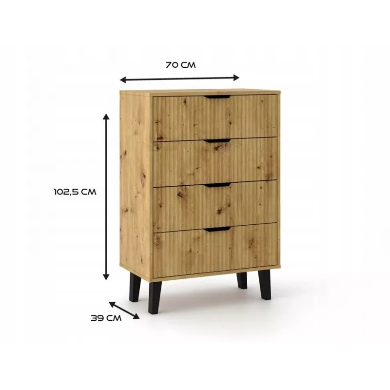 SCANDI 4S plāns ozols ARTISAN kumode