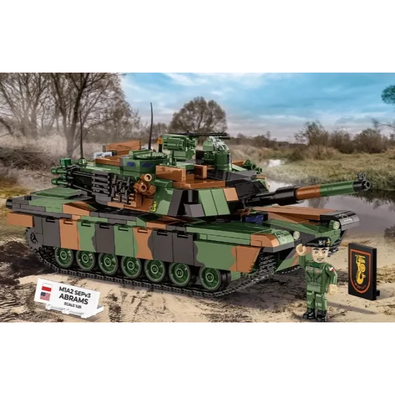 Konstrukciju komplekts Cobi M1A2 SEPV3 Abrams modelis ar 1065 ķieģeļiem